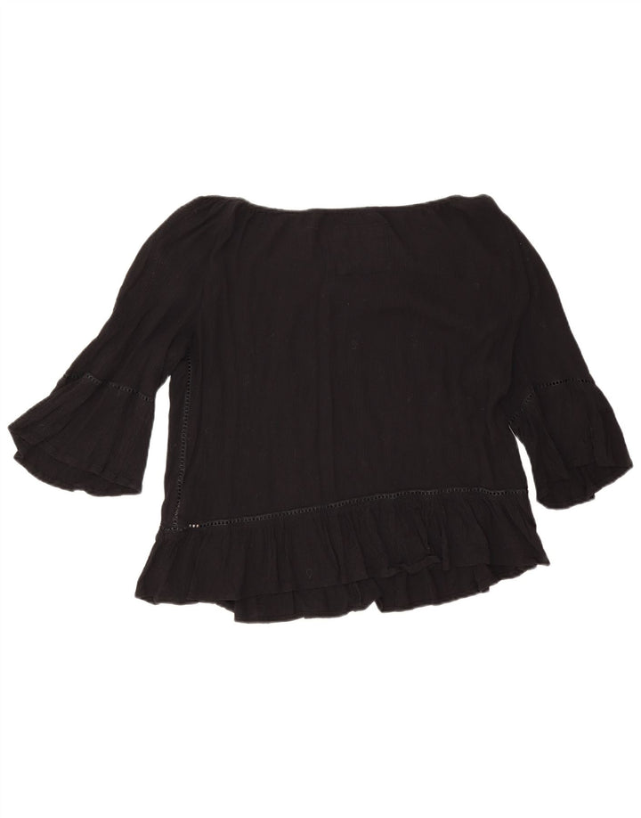 Superdry Dame 3/4-ærmet bluse Top UK 16 Large Black Viscose