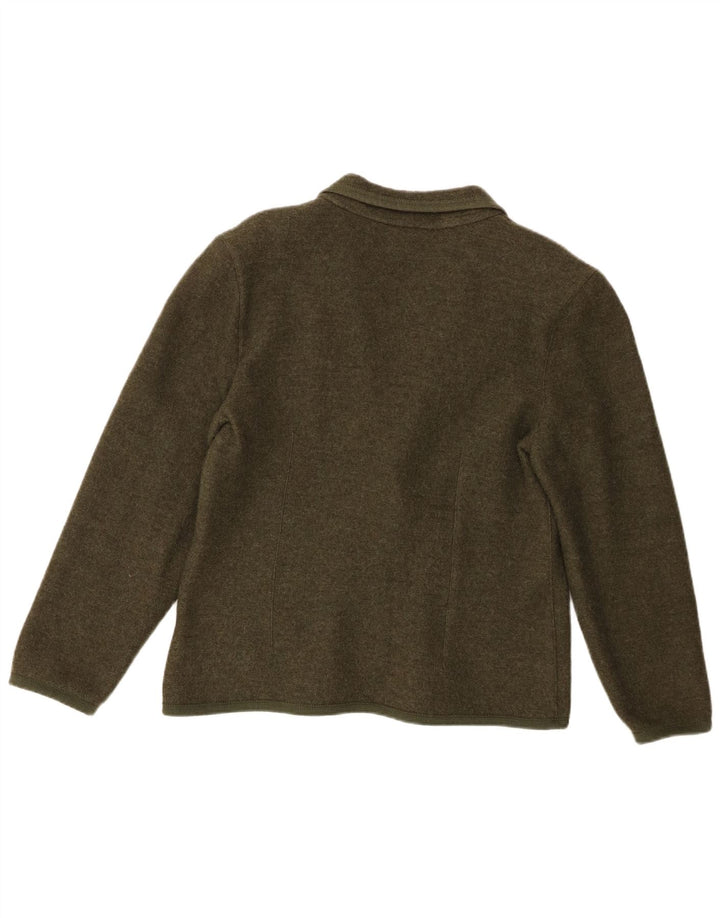 Nuova Citta Dame 3-knaps blazerjakke IT 46 Stor Khaki Virgin Wool