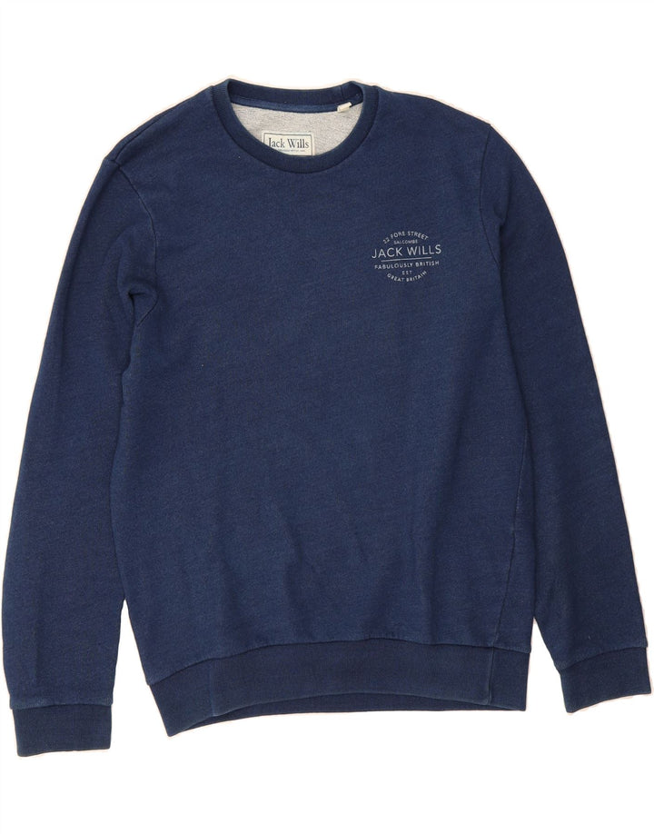 JACK WILLS Mens Sweatshirt Jumper Medium Navy Blue Cotton Vintage Jack Wills and Second-Hand Jack Wills from Messina Hembry 