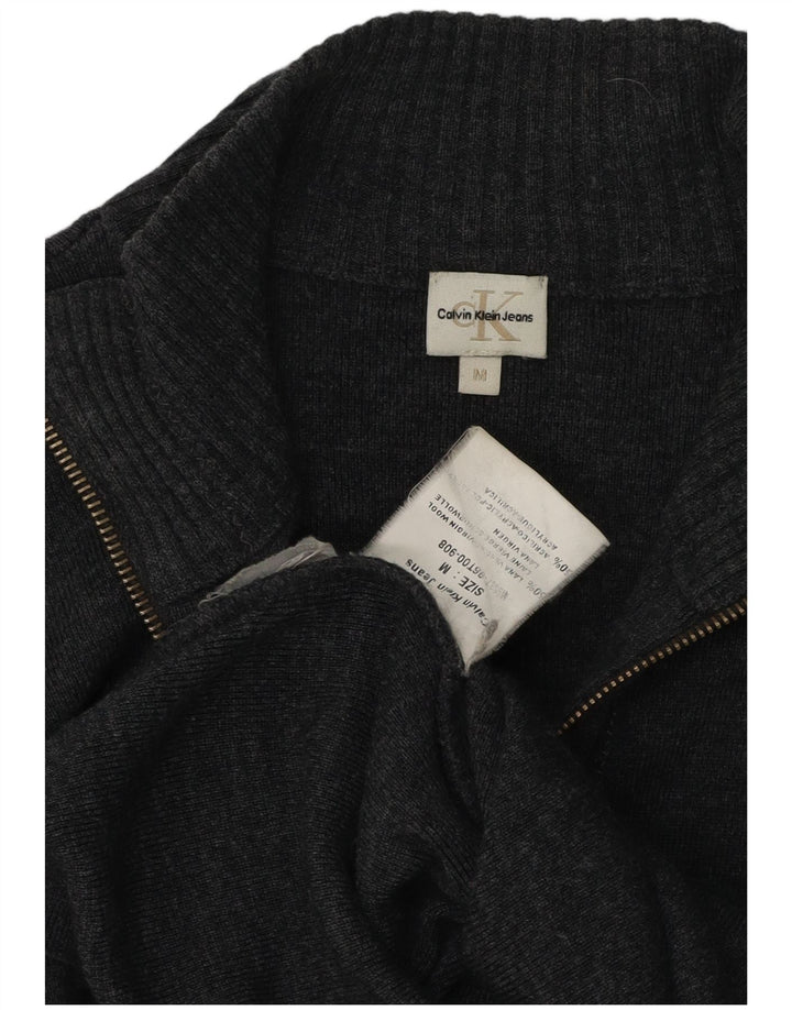 Calvin Klein Jeans Dame Cardigan Sweater UK 12 Medium Grey Uld