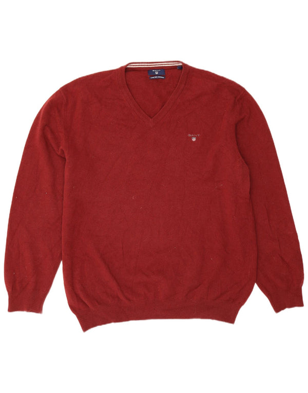 Gant Herre V-hals sweater 3XL Burgund Merinould