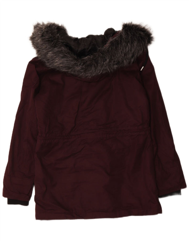 Superdry Oversized Parkajakke med hætte til kvinder UK 10 Small Burgundy
