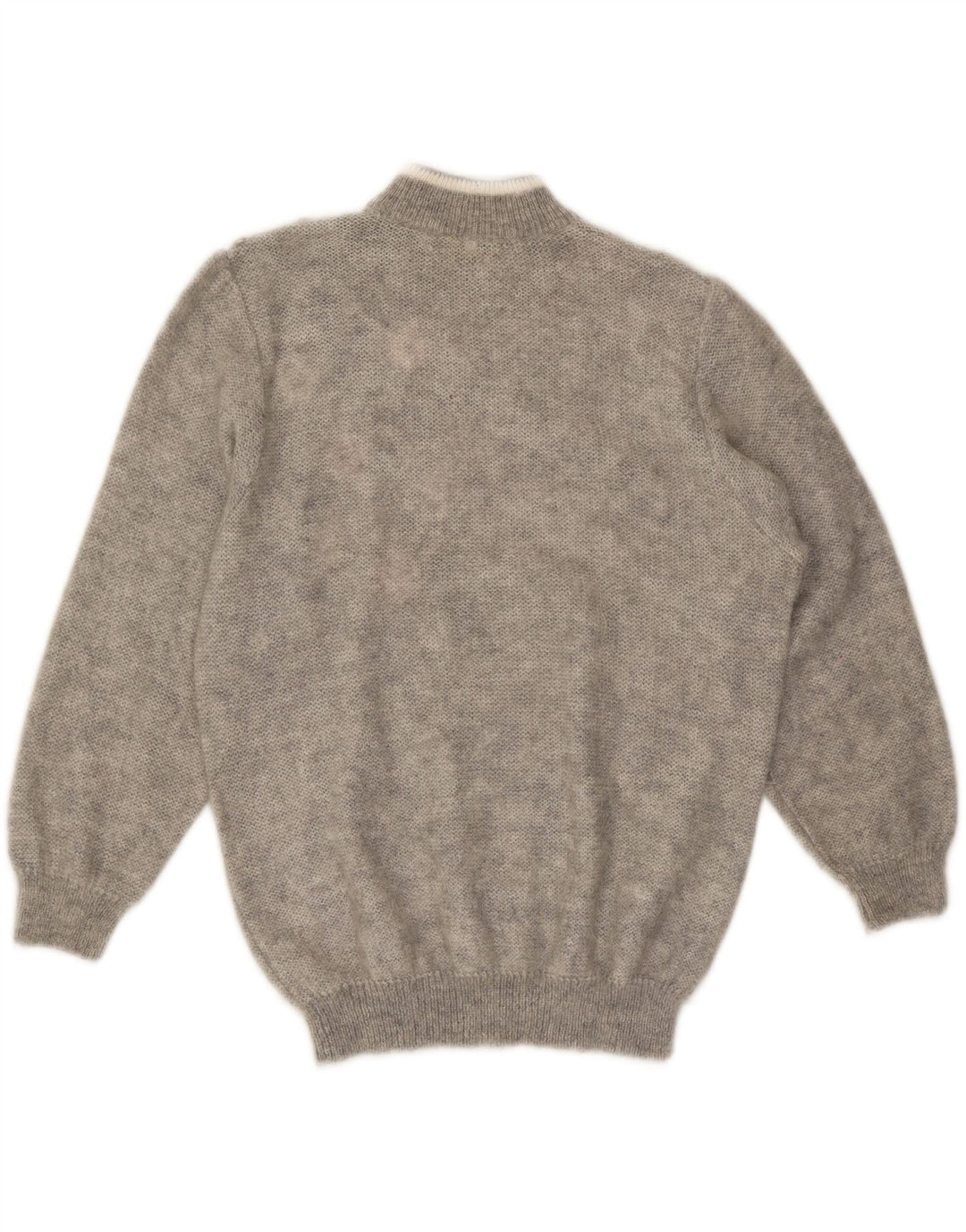 VINTAGE Dame Turtle Neck Jumper Sweater UK 18 XL Grey Floral Mohair