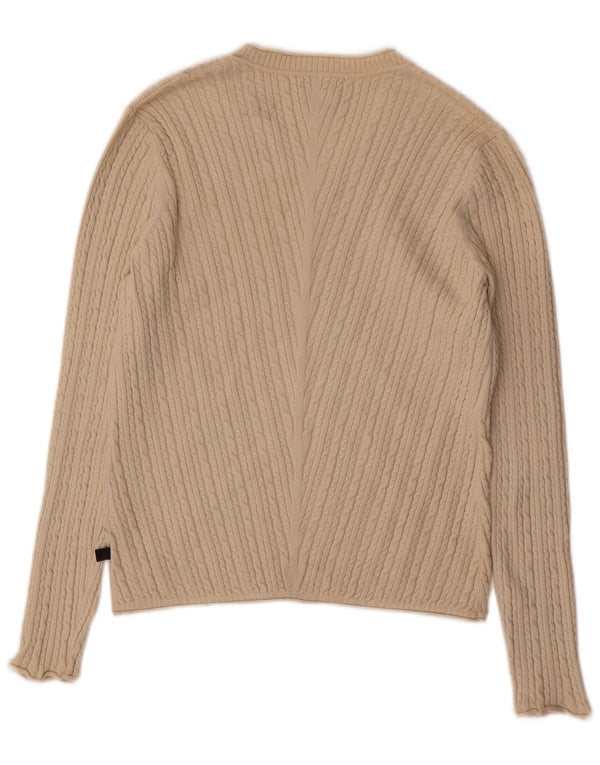 ADIDAS Dame V-hals sweater UK 12 Medium Beige Silke