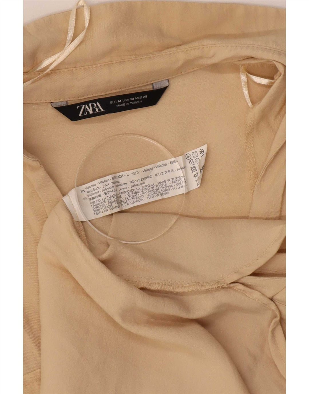 Zara Dameskjorte UK 14 Medium Beige Viscose