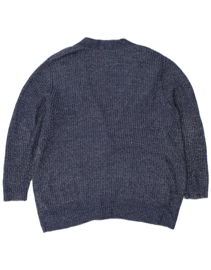 Marks & Spencer Dame oversized cardigan sweater UK 18 XL Blå Flecked