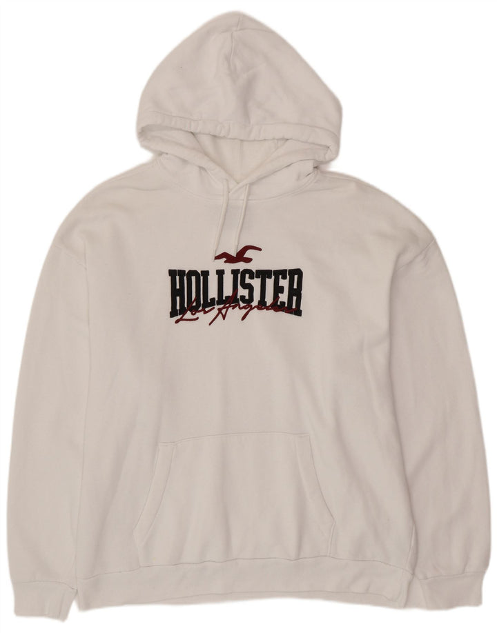 HOLLISTER Grafisk hættetrøje til mænd 2XL Hvid bomuld