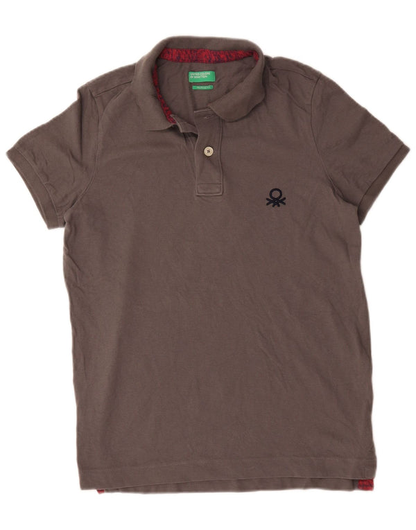 Benetton Herre Muscle Fit Polo Shirt Medium Grey Bomuld