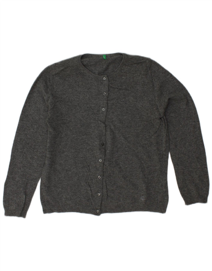 BENETTON Dame Cardigan Sweater UK 10 Lille Grå