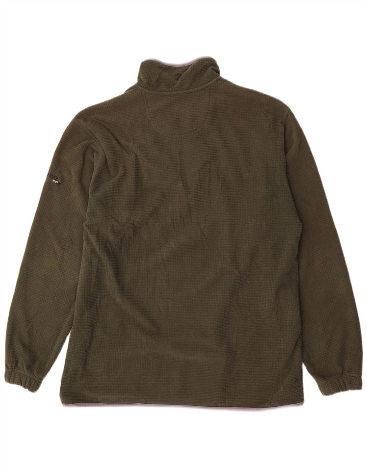 IZOD Mens Zip Neck Sweatshirt Jumper Medium Khaki Polyester