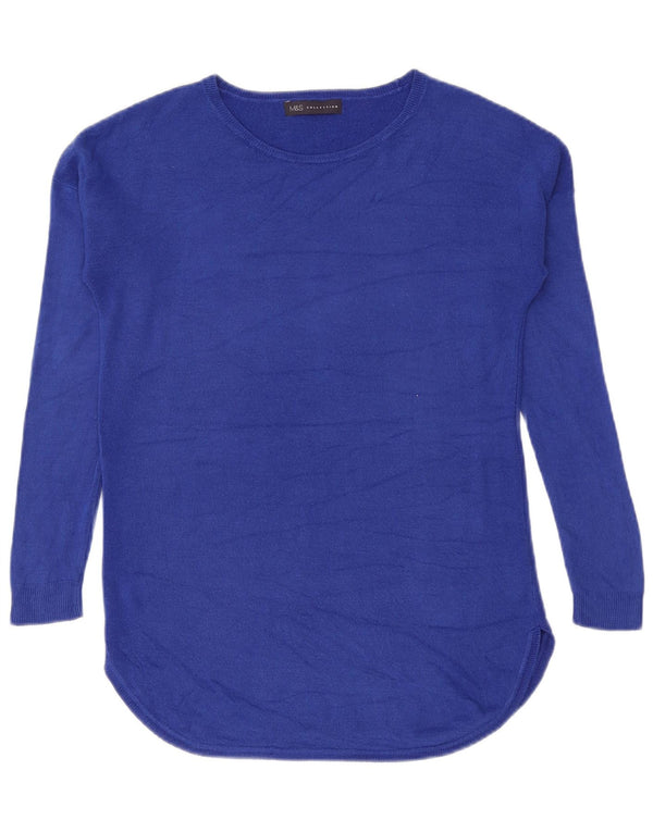 Marks & Spencer Dame Boat Neck Jumper Sweater UK 10 Small Blue Acryl