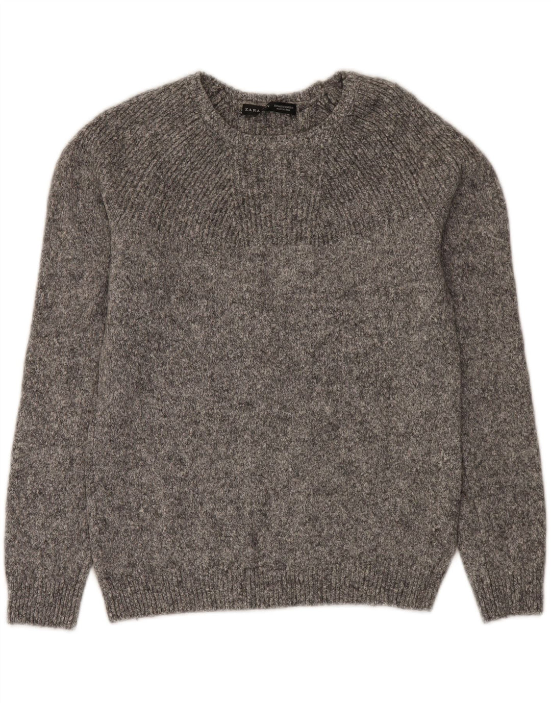 Zara Herre Boat Neck Jumper Sweater Medium Grey Flecked Wool
