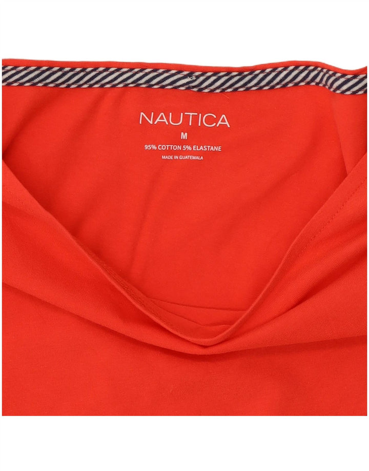 NAUTICA Dame Bluse Top UK 12 Medium Rød Bomuld