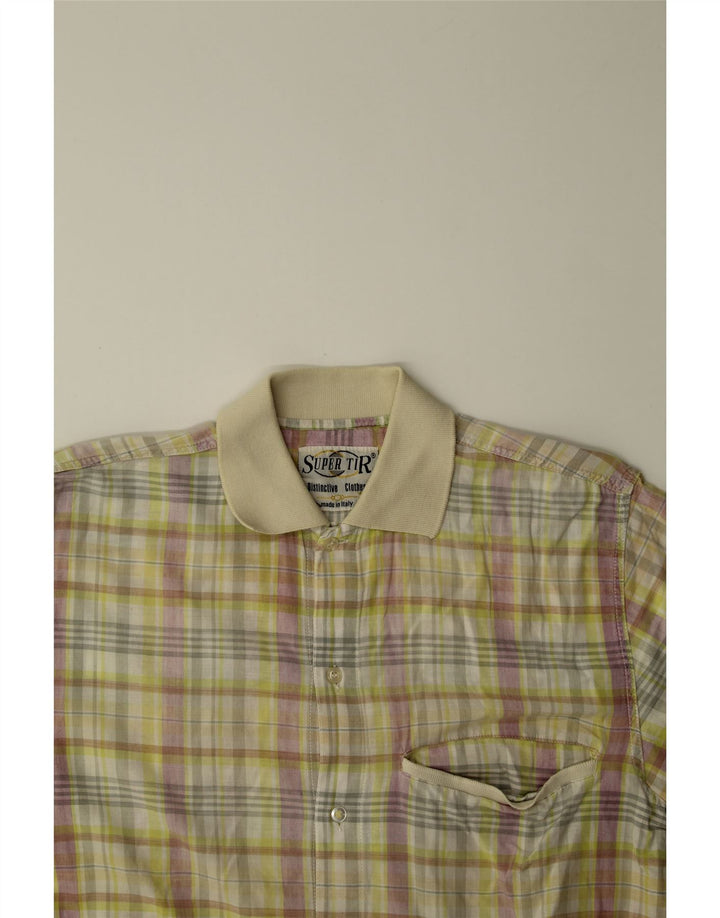 VINTAGE Mens Short Sleeve Shirt Large Yellow Check Vintage Vintage and Second-Hand Vintage from Messina Hembry 