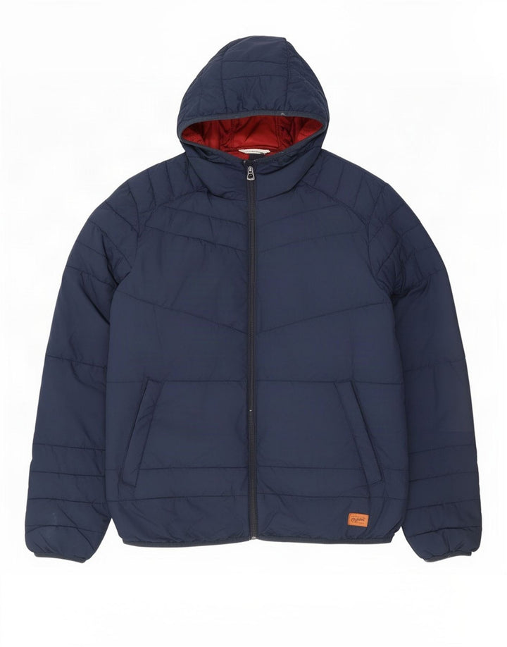Jack & Jones Herre hættepolstret jakke UK 36 Small Navy Blue Polyester