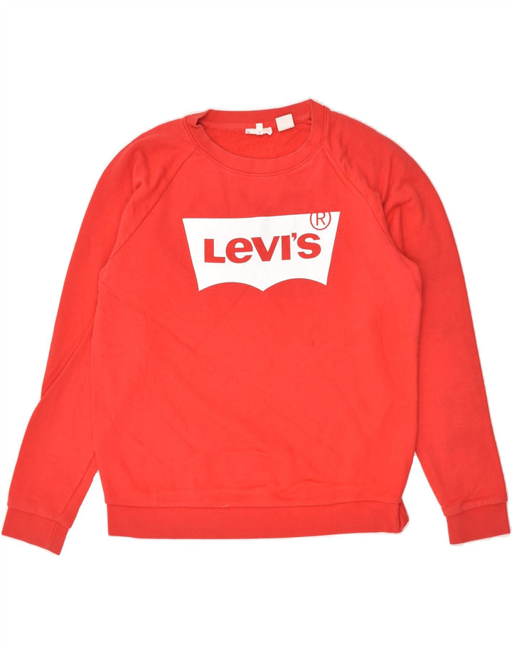 LEVI'S Mens Graphic Sweatshirt Jumper Small Red Cotton | Vintage Levi's | Thrift | Second-Hand Levi's | Used Clothing | Messina Hembry 