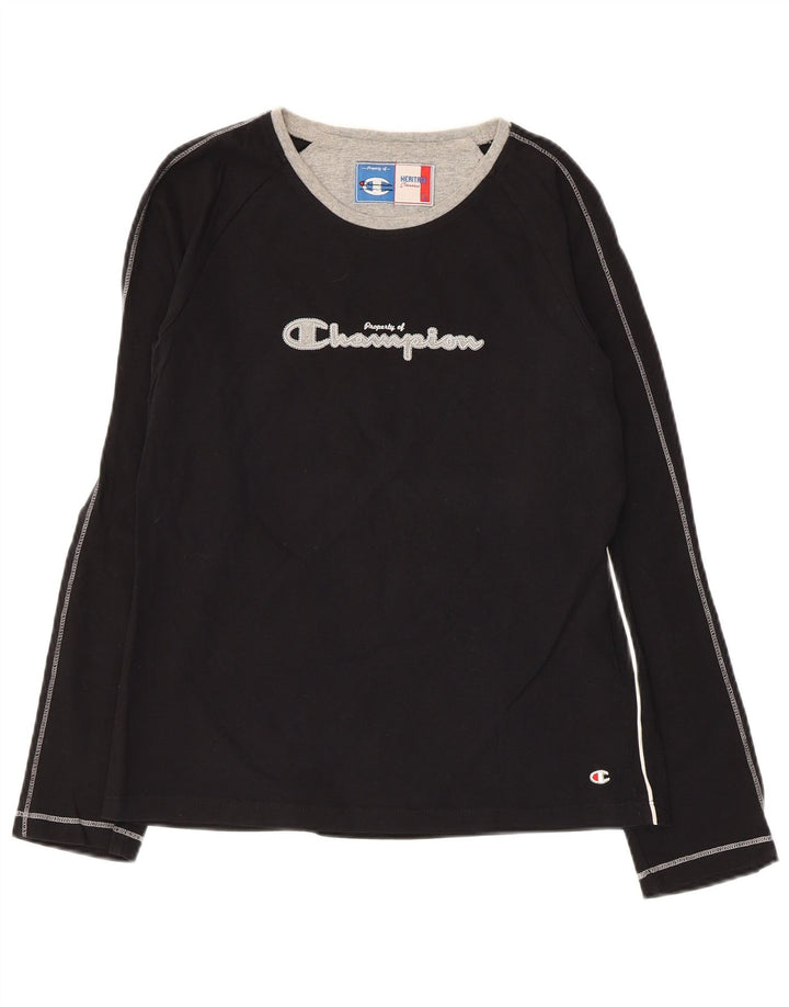 CHAMPION Dame Grafisk Top Langærmet UK 14 Large Sort
