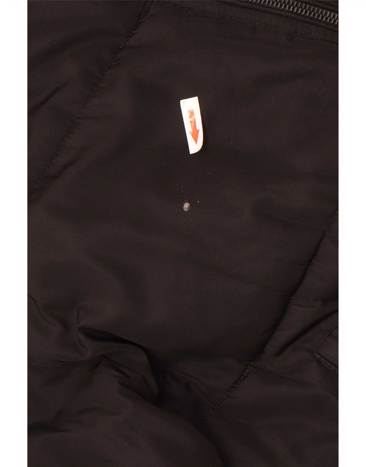 Zara Dame Hætte Oversized Polstret Jakke UK 10 Lille Sort Polyester