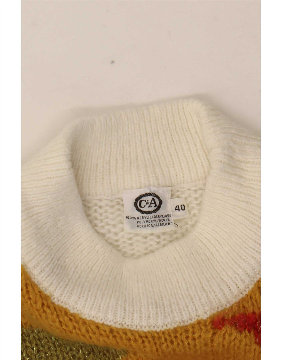 C&A Dame Turtle Neck sweater EU 40 Medium White Colourblock