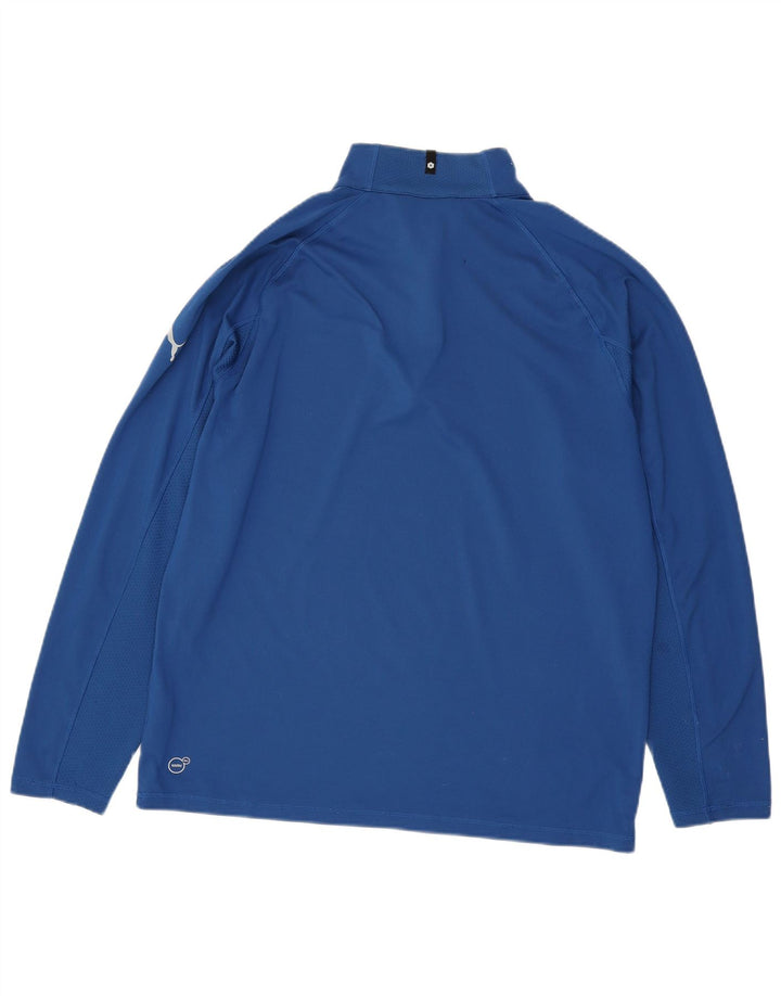 Puma Herre Zip Neck Pullover Træningsdragt Top Stor Blå Polyester