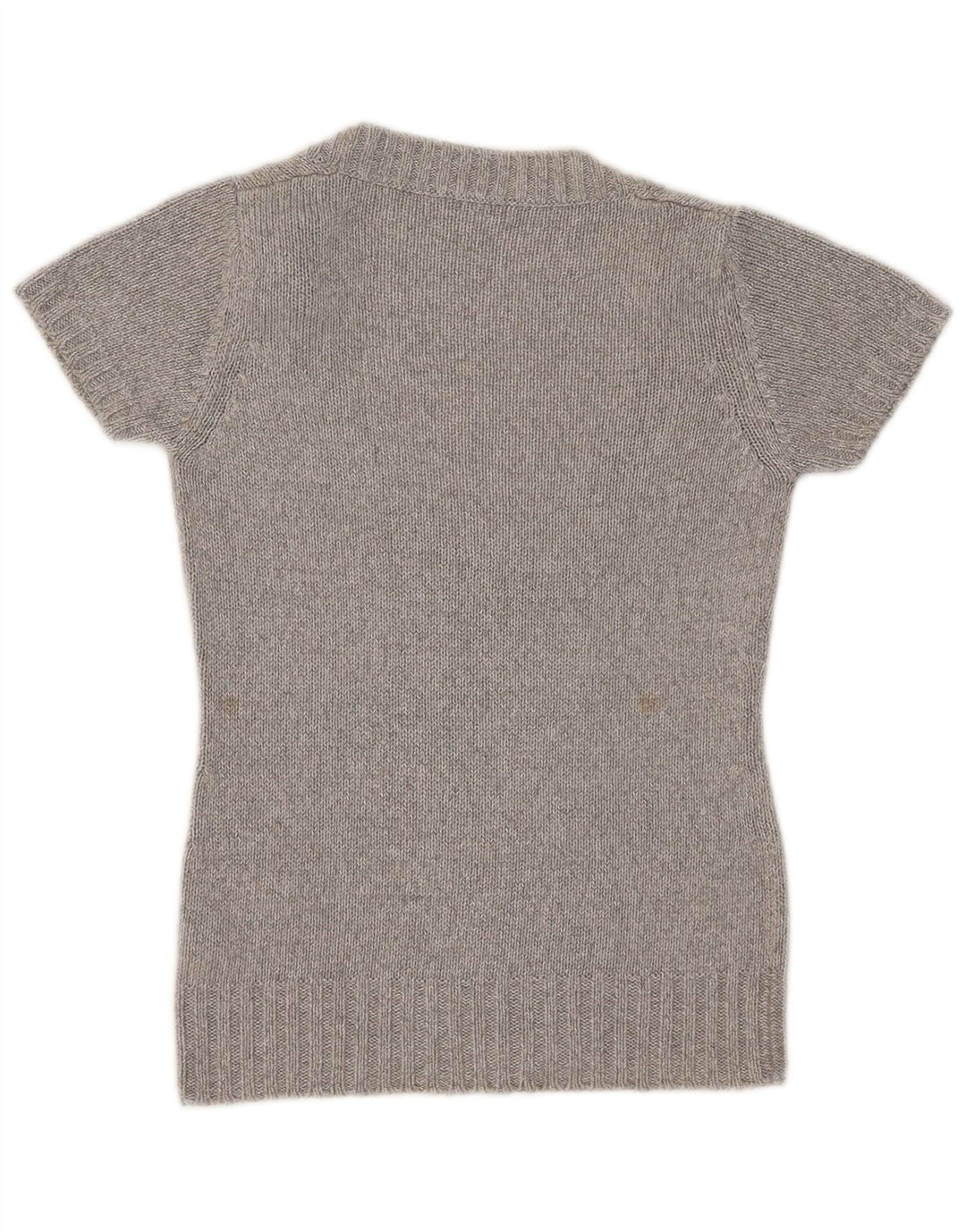 Massimo Dutti Dame Kortærmet V-hals Jumper Sweater UK 10 Lille Grå