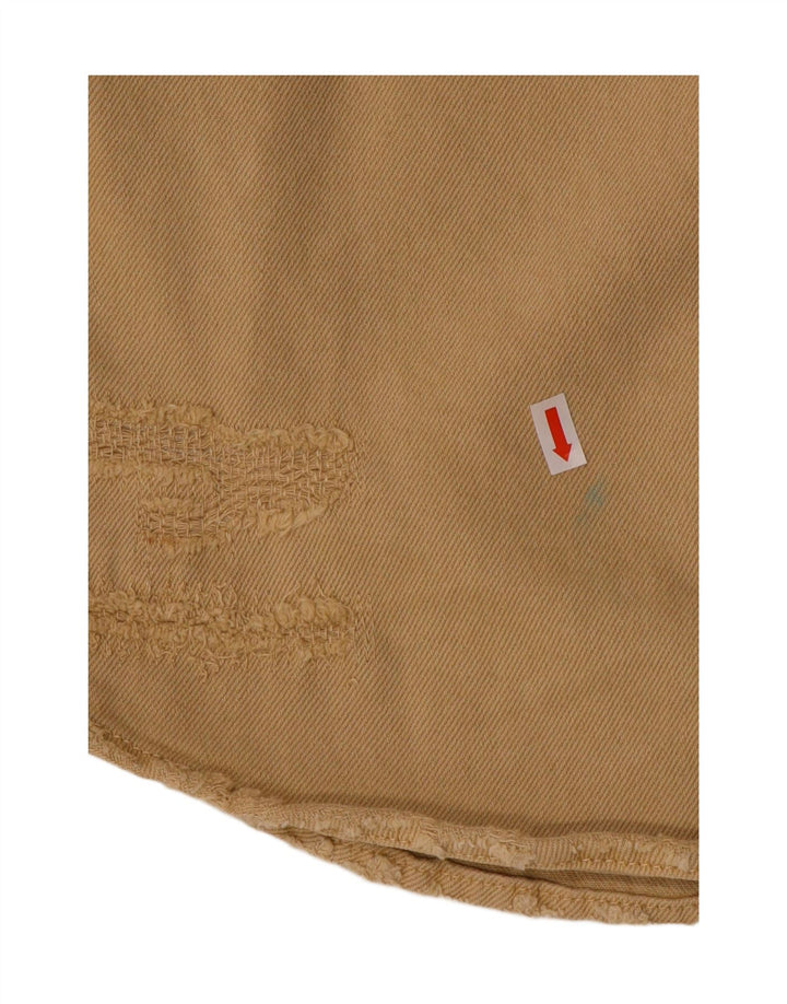 Zara Herre Distressed Relaxed Fit denimskjorte lille beige bomuld