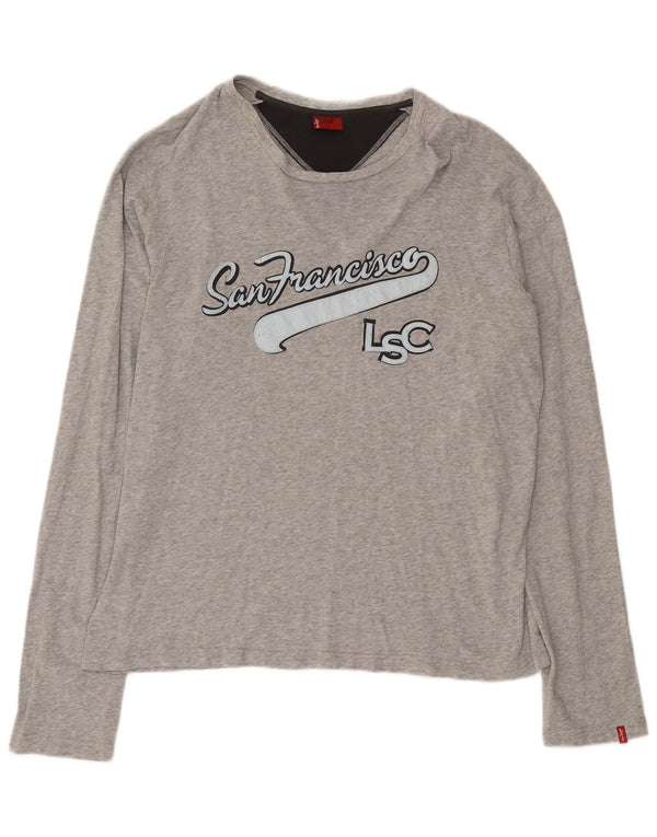 Levi's Herre grafisk top langærmet XL grå bomuld