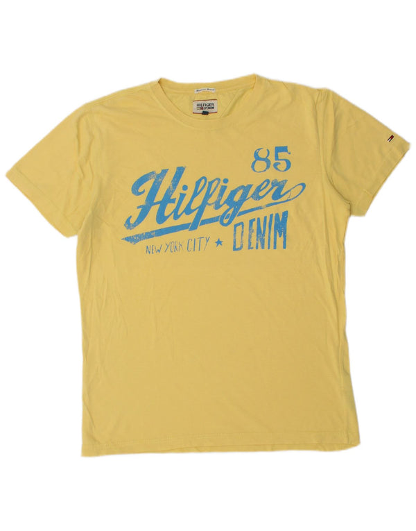 Tommy Hilfiger Herre grafisk T-shirt Top Medium Gul Bomuld