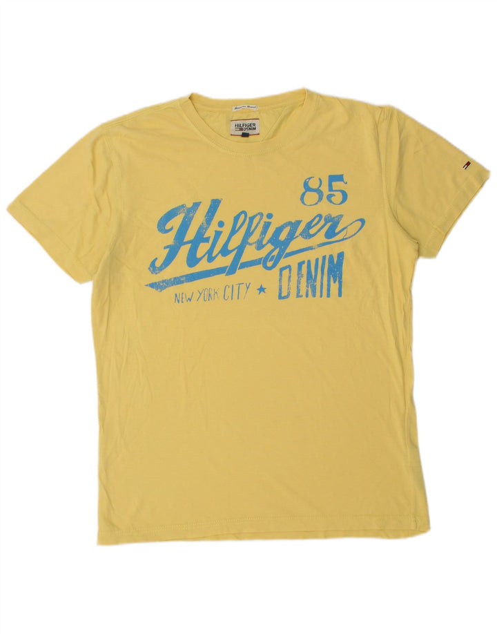 Tommy Hilfiger Herre grafisk T-shirt Top Medium Gul Bomuld