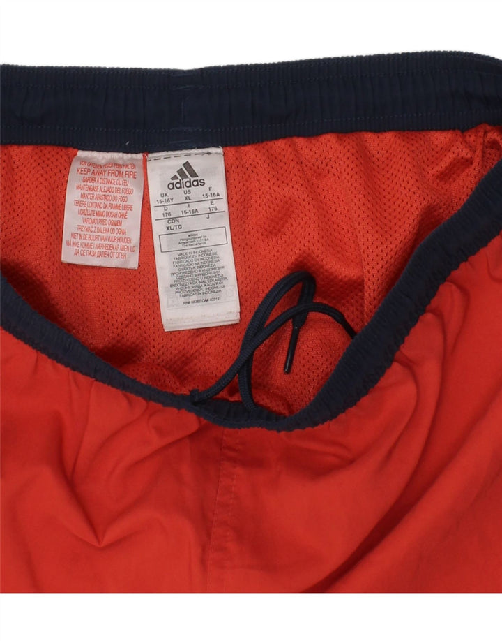 ADIDAS Boys Sport Shorts 15-16 Years  Red Polyester Vintage Adidas and Second-Hand Adidas from Messina Hembry 