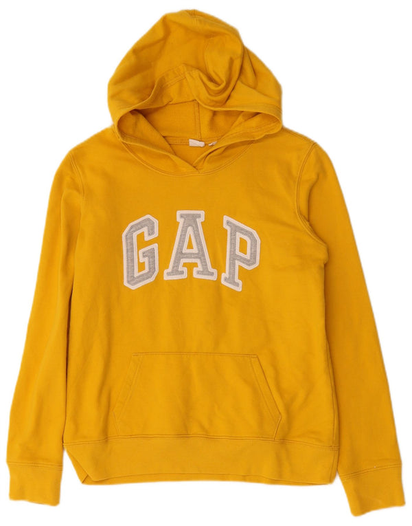 Gap Womens Grafisk Oversized Hoodie Jumper UK 6 XS Gul Bomuld