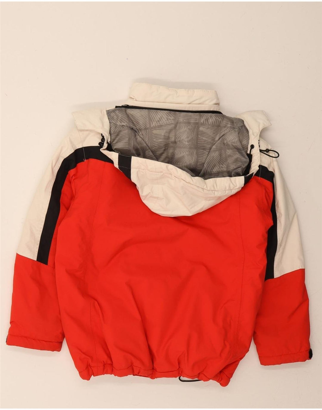 HOT STUFF Boys Hooded Windbreaker Jacket 11-12 Years Red Colourblock Nylon Vintage Hot Stuff and Second-Hand Hot Stuff from Messina Hembry 