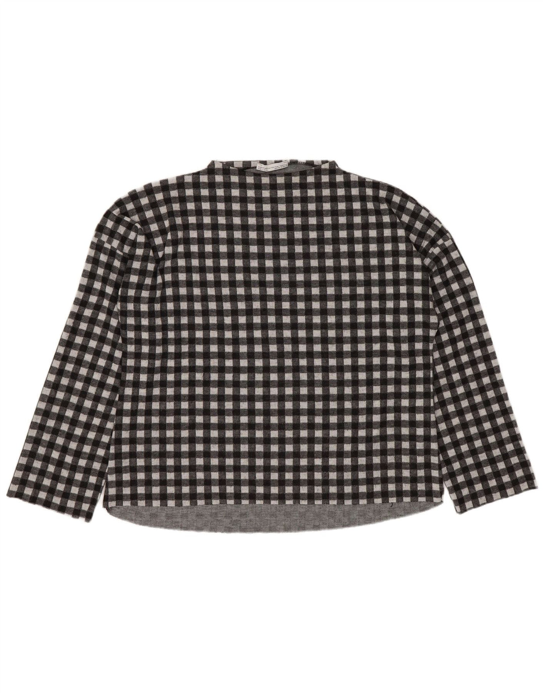 Zara Dame Trafaluc Oversized Top Langærmet UK 10 Small Black Gingham