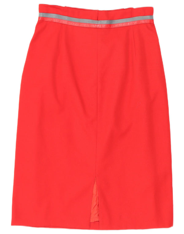 De Pletrl Womens High Waist Pencil Skirt IT 44 Medium W26 Red Virgin Wool