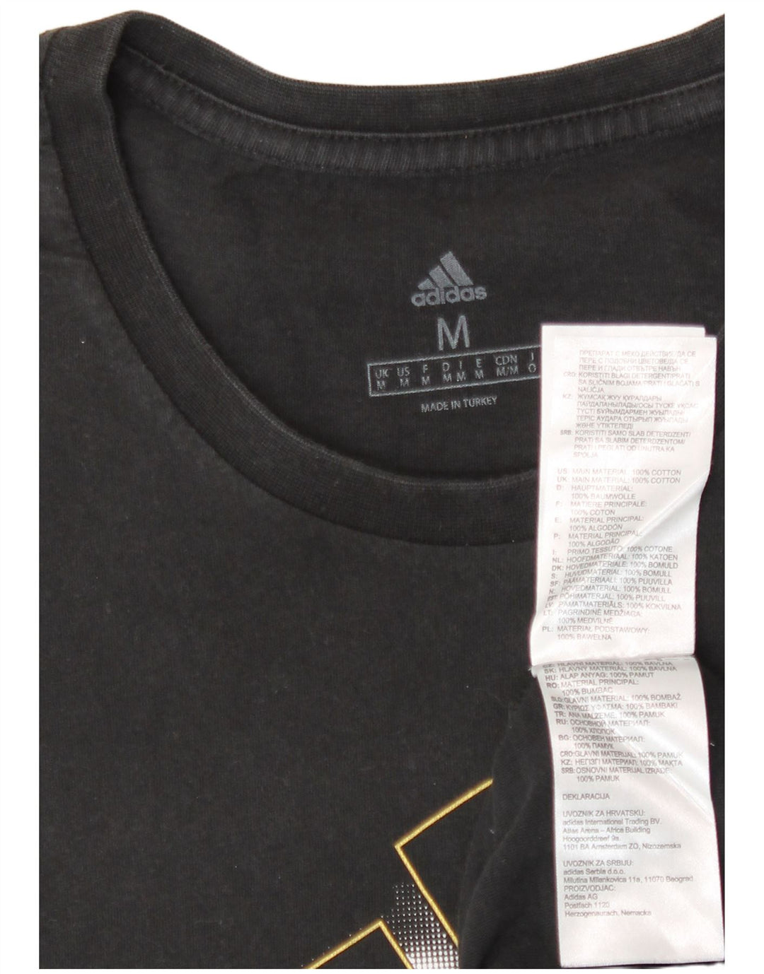 Adidas Herre grafisk T-shirt Top Medium Sort Bomuld