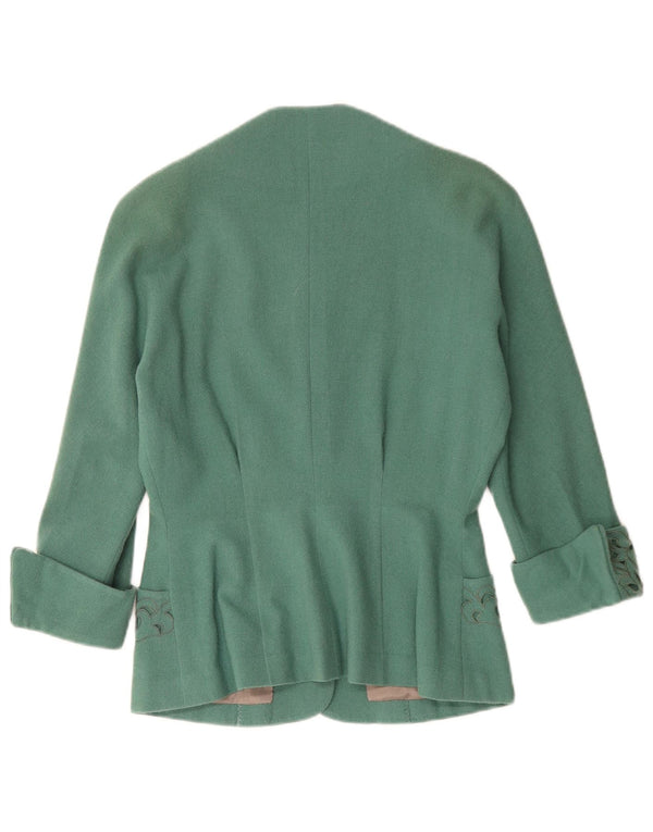 Vintage dame 3-knaps blazerjakke UK 12 Medium Green Paisley
