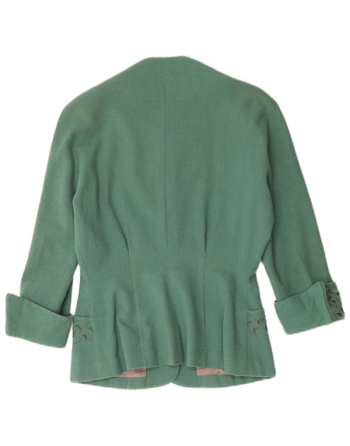 Vintage dame 3-knaps blazerjakke UK 12 Medium Green Paisley