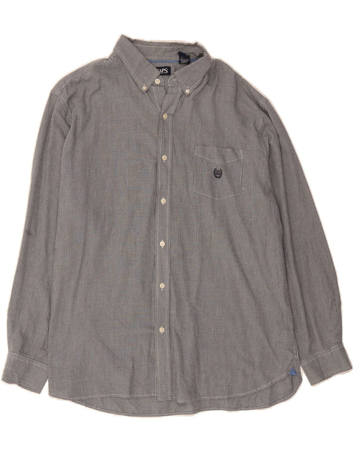 CHAPS Mens Shirt XL Grey Houndstooth Cotton Vintage Chaps and Second-Hand Chaps from Messina Hembry 