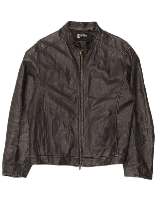 Vintage Herre Læderjakke IT 48 Medium Sort Læder