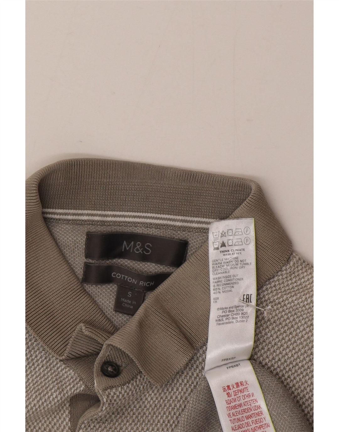 Marks & Spencer Herre kortærmet polo-hals sweater lille grå