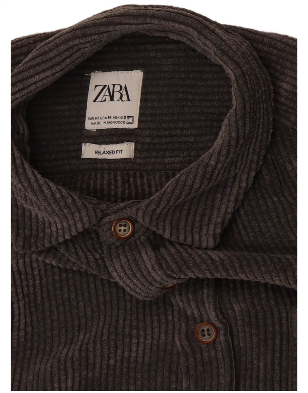 ZARA Herre Corduroy Relaxed Fit skjorte mellemgrå