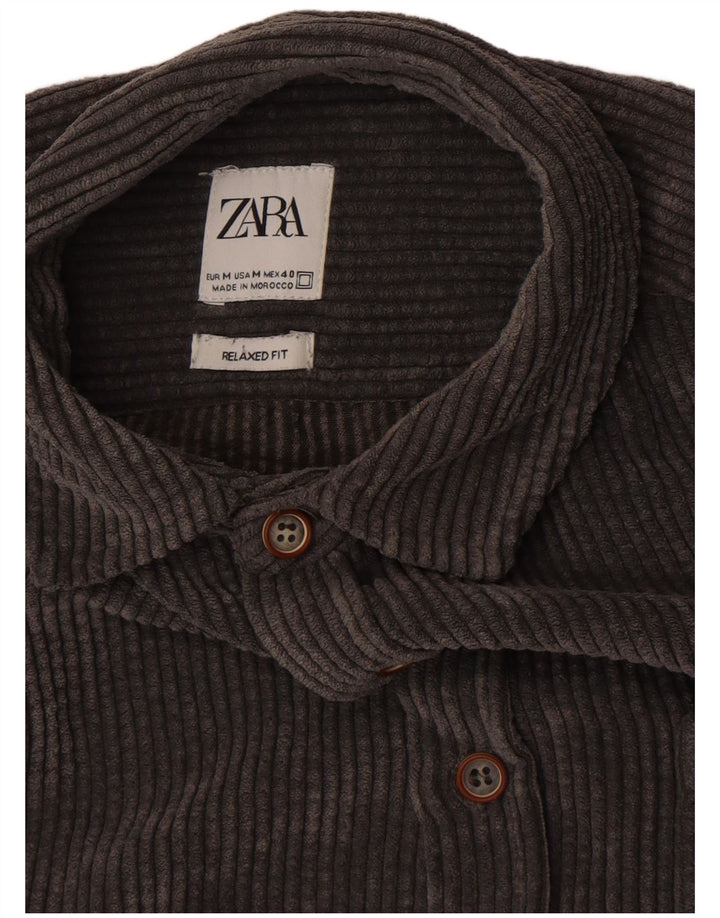 ZARA Herre Corduroy Relaxed Fit skjorte mellemgrå