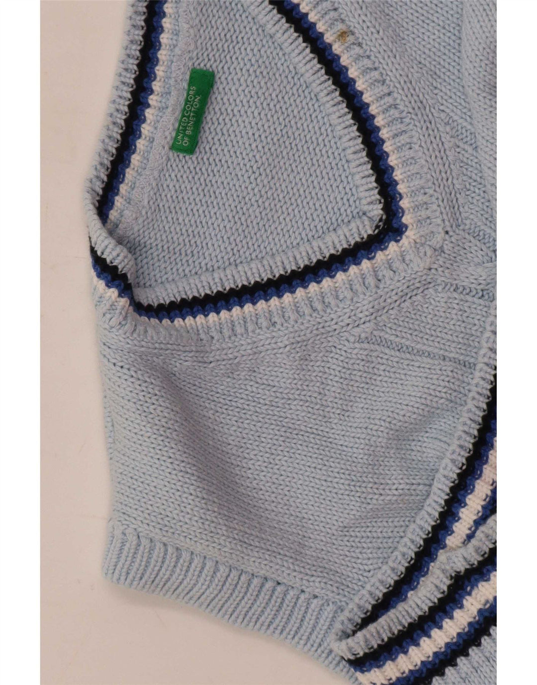 Benetton Boys Vest Tank Top 7-8 År Blå Stribet