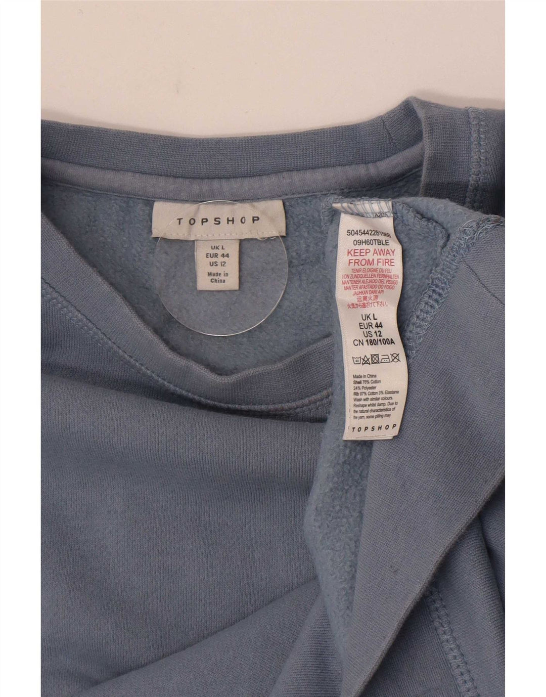 Topshop Dame Oversized Sweatshirt Jumper UK 16 Stor Blå Bomuld