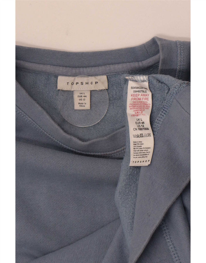 Topshop Dame Oversized Sweatshirt Jumper UK 16 Stor Blå Bomuld