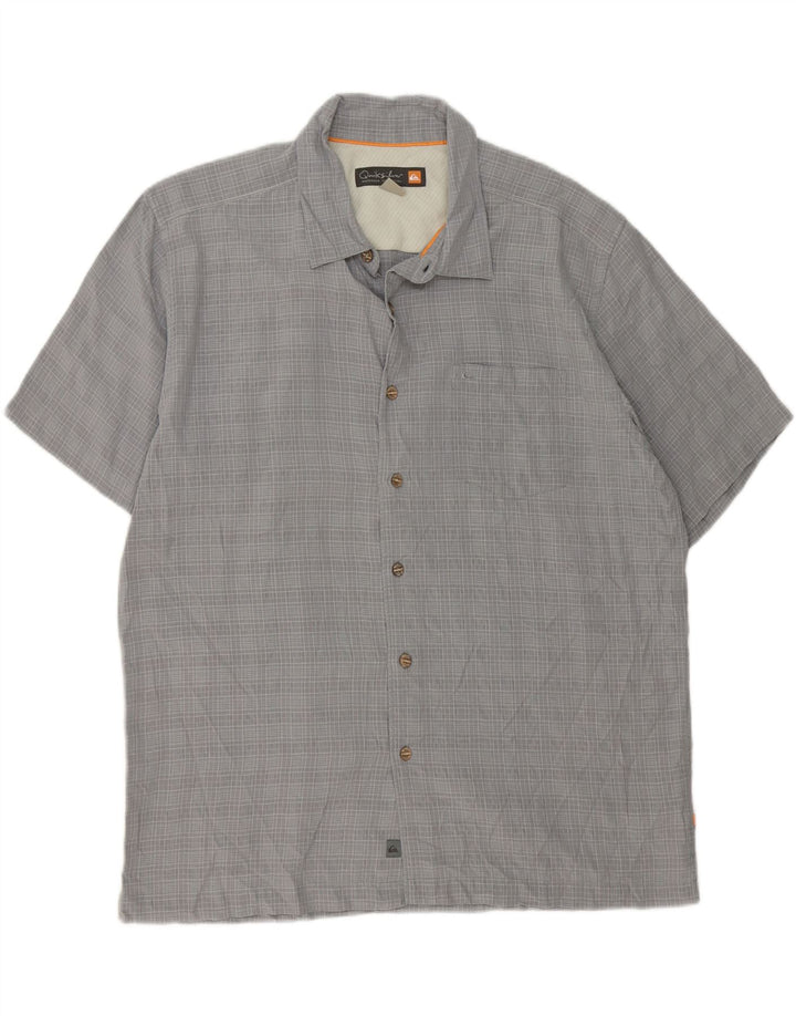 QUIKSILVER Mens Big & Tall Short Sleeve Shirt XL Grey Check Polyester Vintage Quiksilver and Second-Hand Quiksilver from Messina Hembry 