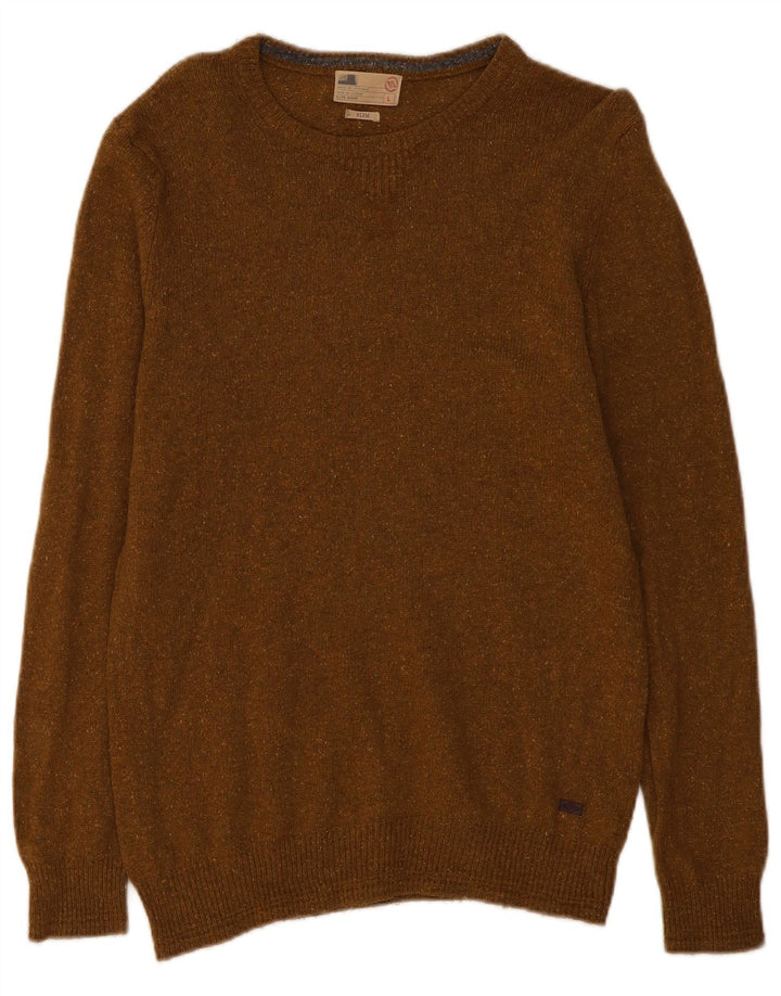 Marks & Spencer Herre sweater med rund hals, stor Khaki Flecked Wool