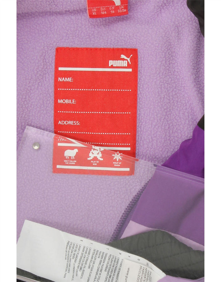 PUMA Girls Padded Jacket 13-14 Years Black Colourblock Vintage Puma and Second-Hand Puma from Messina Hembry 
