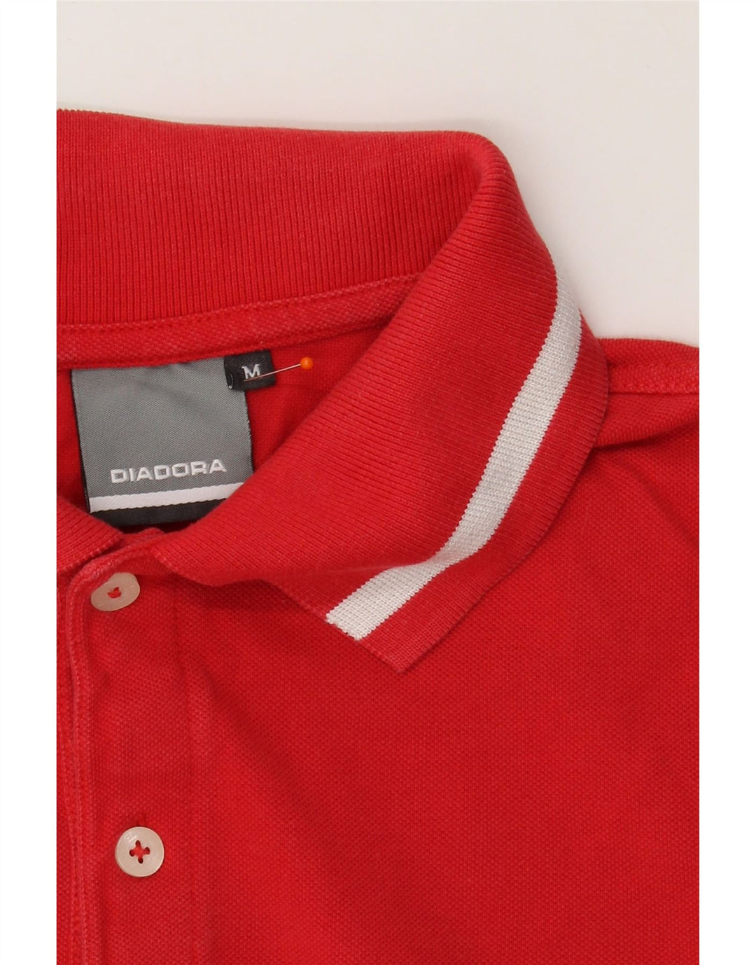 DIADORA Mens Long Sleeve Polo Shirt Medium Red Cotton Vintage Diadora and Second-Hand Diadora from Messina Hembry 