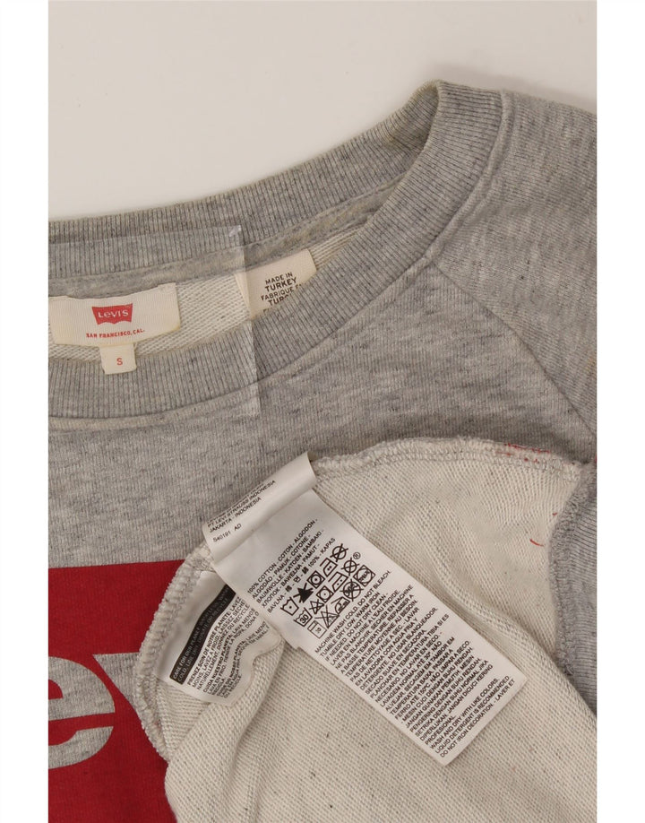 LEVI'S Womens Graphic Oversized Sweatshirt Jumper UK 10 Small Grey Cotton Vintage Levi's and Second-Hand Levi's from Messina Hembry 
